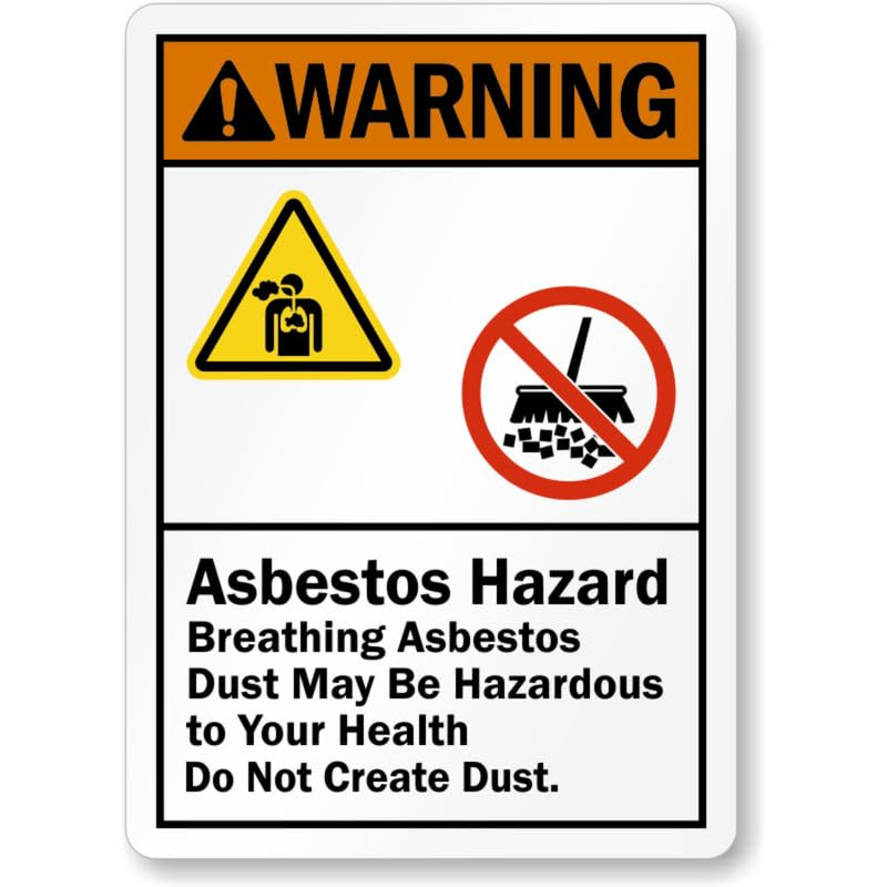 Asbestos Hazard Ansi Warning Aluminum Weatherproof Sign p741