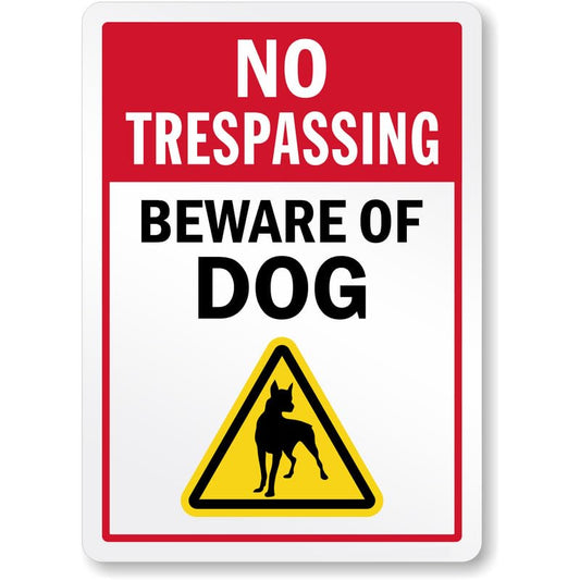 Beware Of Dog No Trespassing Aluminum Weatherproof  Sign