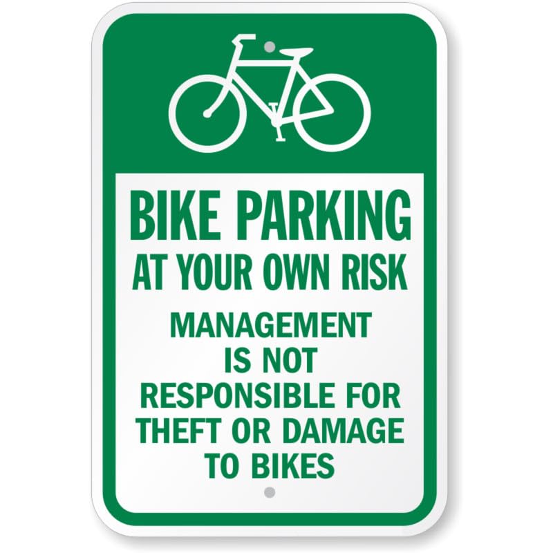 Bike Parking At Your Own Risk Bicycle Parking Aluminum Weatherproof  Sign