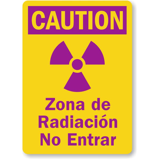 Bilingual Caution Radiation Aluminum Weatherproof  Sign