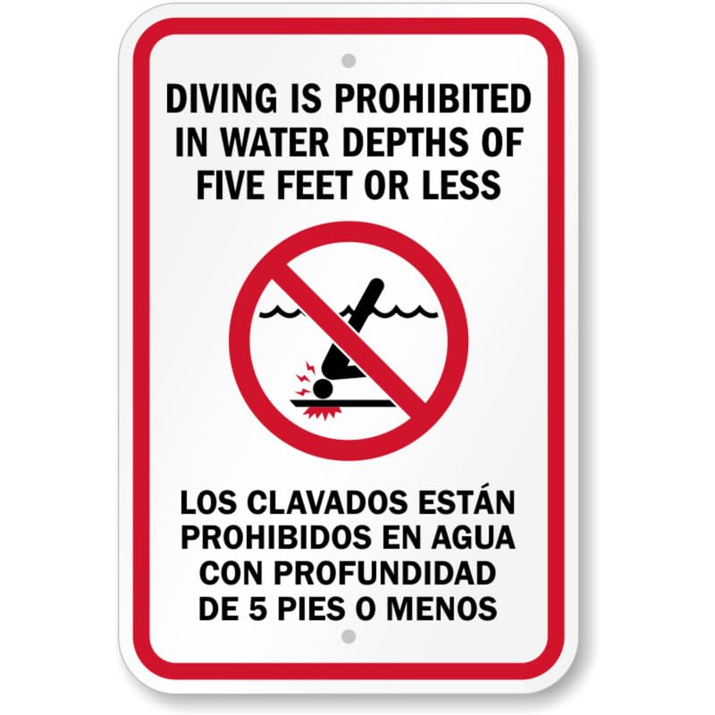 Bilingual Diving Prohibited Aluminum Weatherproof  Sign