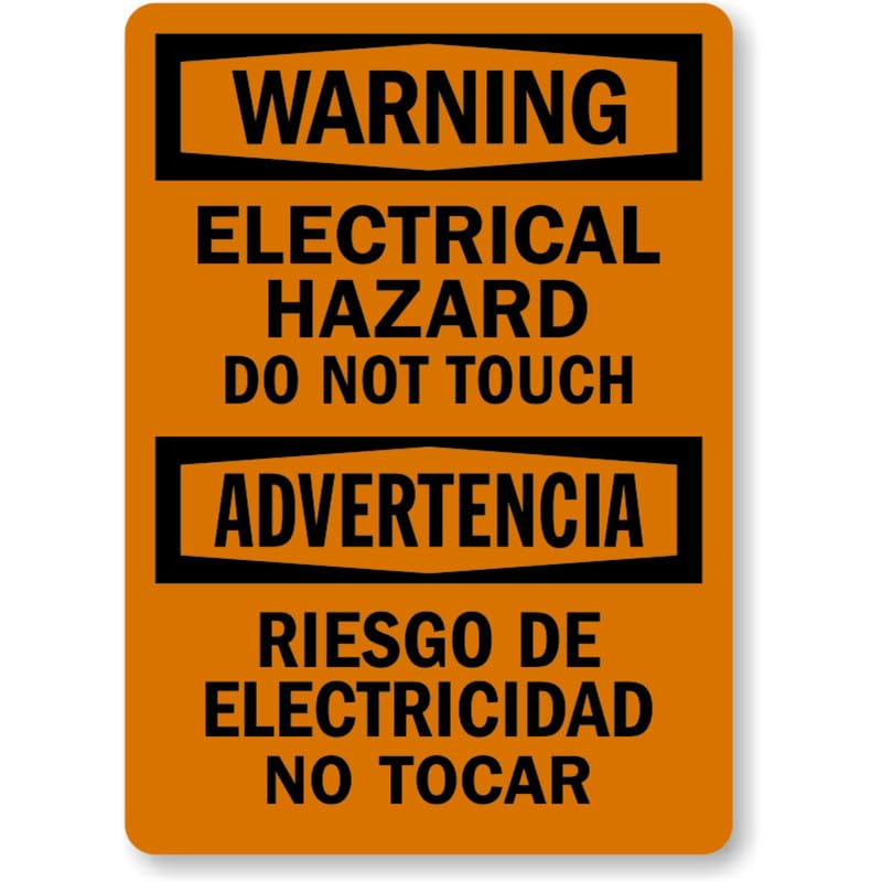 Bilingual Electrical Hazard Warning Aluminum Weatherproof  Sign