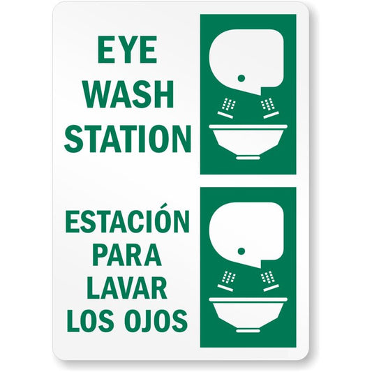 Bilingual Eye Wash Station Aluminum Weatherproof  Sign