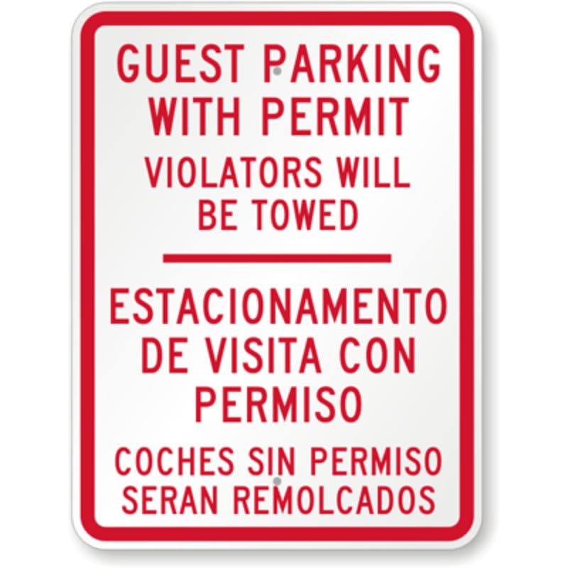 Bilingual Guest Parking Aluminum Weatherproof  Sign