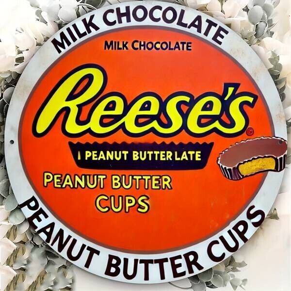 Peanut Butter Cups Aluminum Round Weatherproof Sign Funny