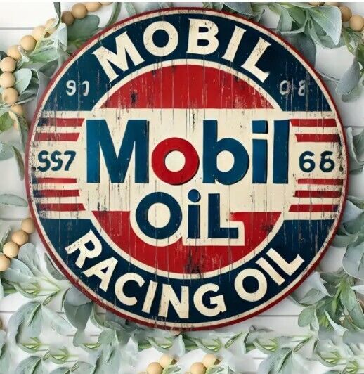 Mobil Racing Oil  Aluminum Weatherproof Sign Funny