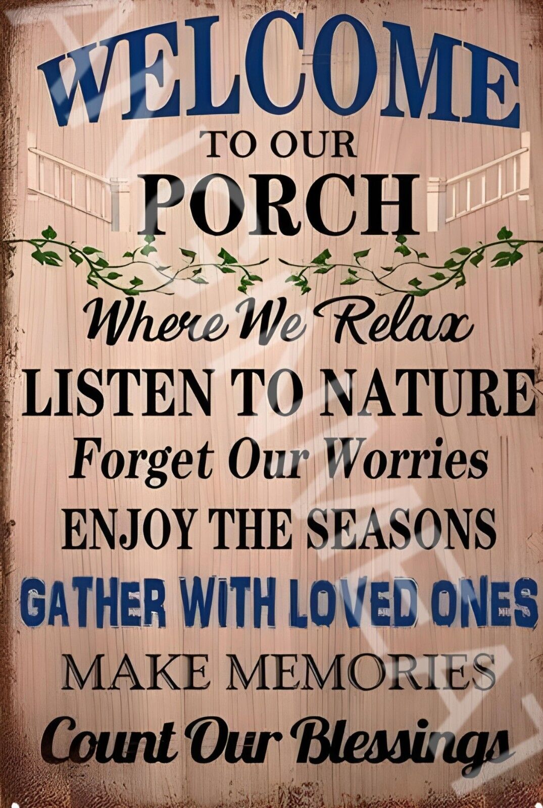 Welcome To The Porch v4 Funny Sign Weatherproof Aluminum 8"x12"