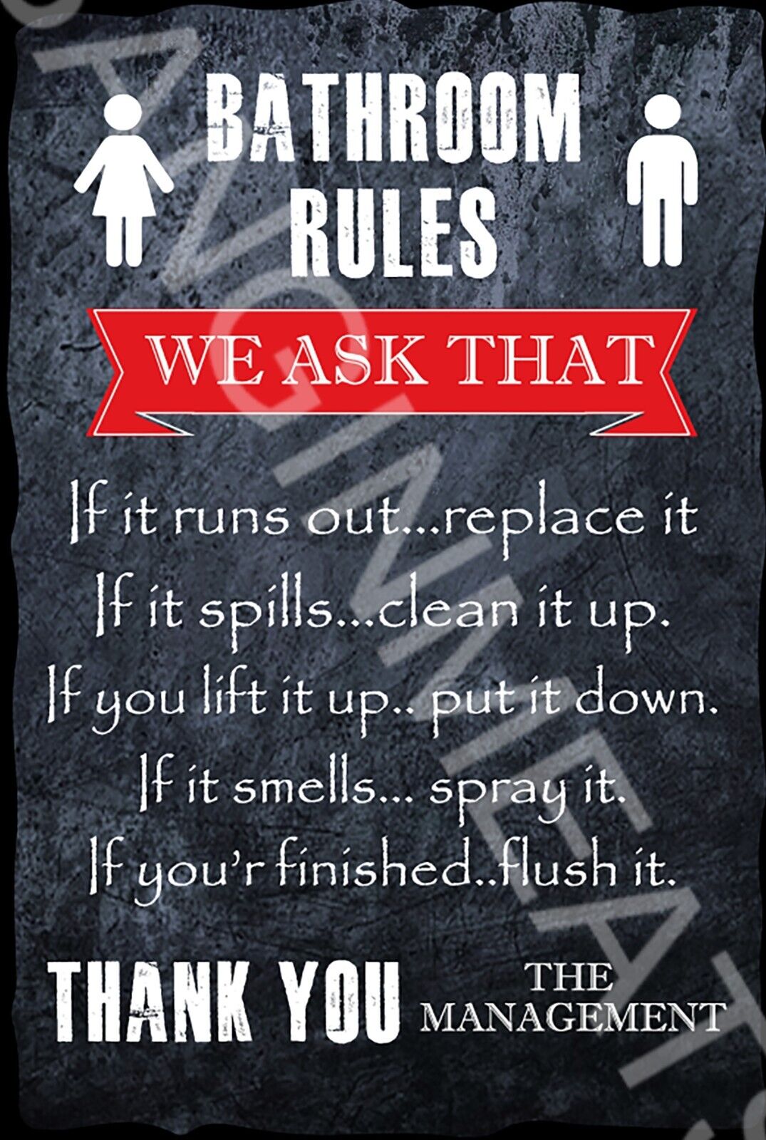 Bathroom Rules v5 Funny Sign Weatherproof Aluminum