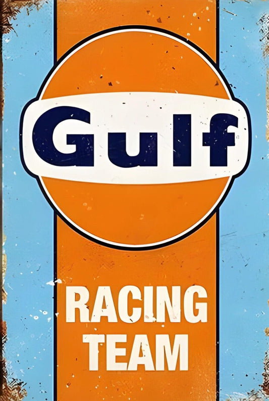 Gulf Racing Team Funny Sign Weatherproof Aluminum