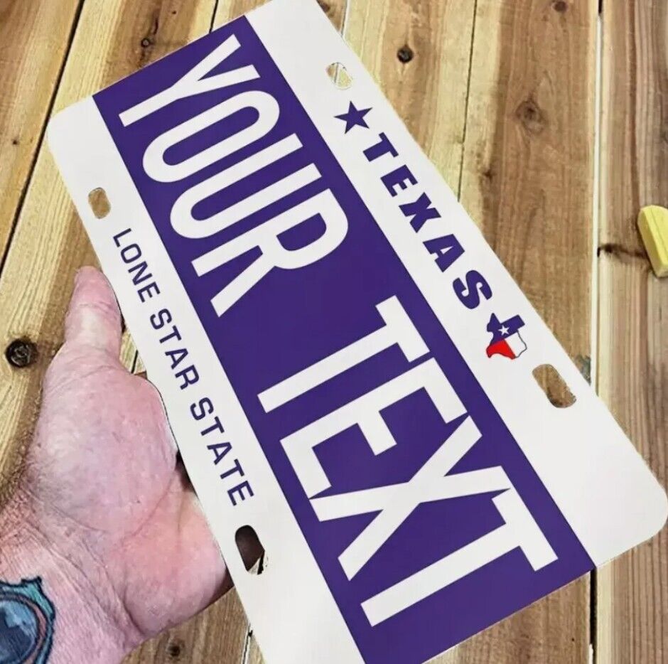 Texas Black Custom State License Plate Personalized 12"x6" Size