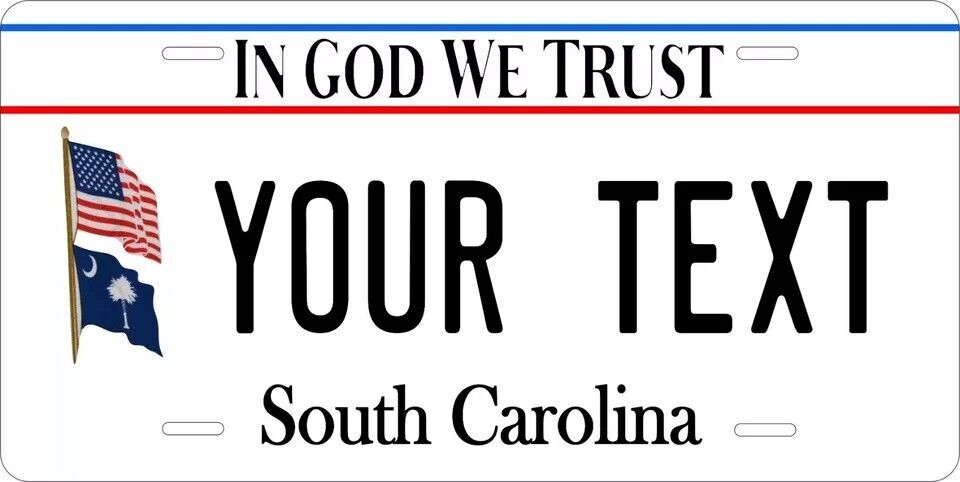 South Carolina God White Custom State License Plate Personalized 12"x6" Size