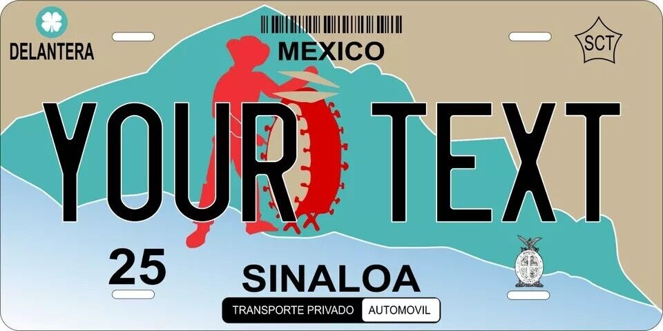 Sinaloa 2002 Custom State License Plate Personalized 12"x6" Size