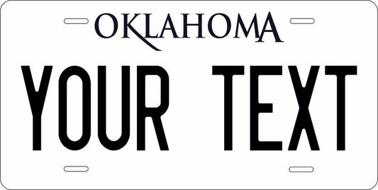 Oklahoma White Custom State License Plate Personalized 12"x6" Size