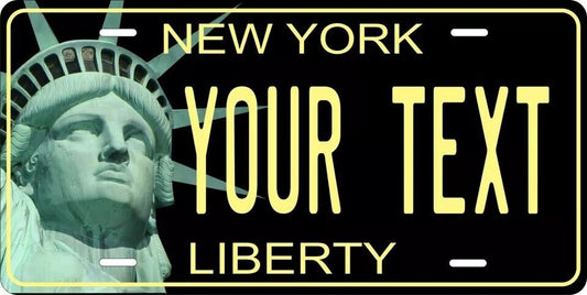 New York Liberty Black Custom State License Plate Personalized 12"x6" Size