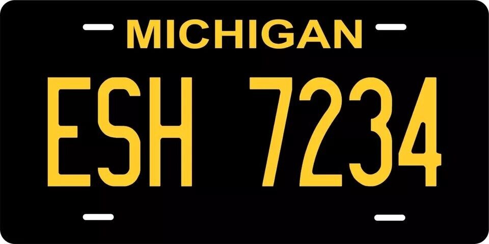 Michigan Black Custom State License Plate Personalized 12"x6" Size