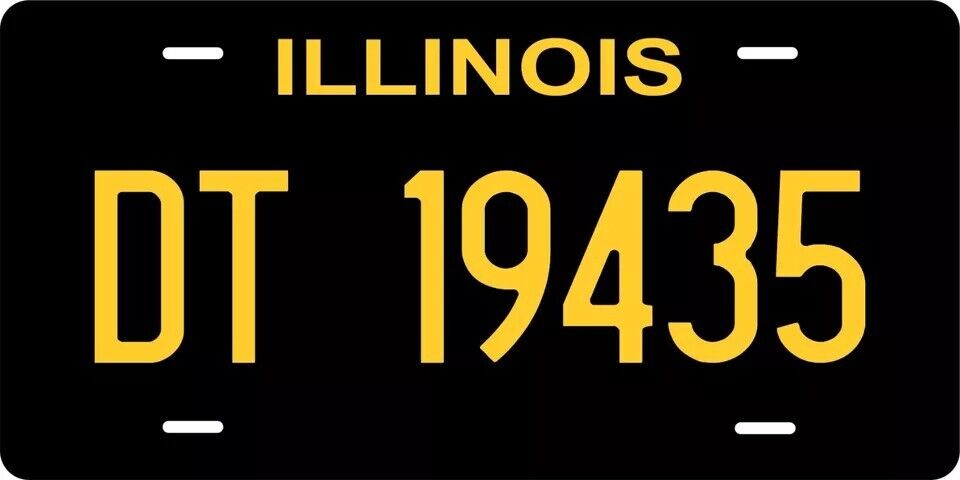 Illinois Black Custom State License Plate Personalized 12"x6" Size