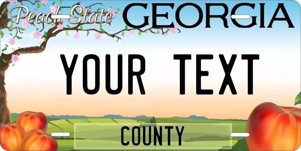 Georgia Peach Custom State License Plate Personalized 12"x6" Size