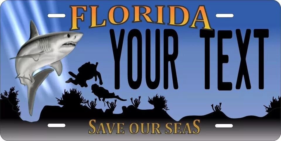 Florida Shark Custom State License Plate Personalized 12"x6" Size