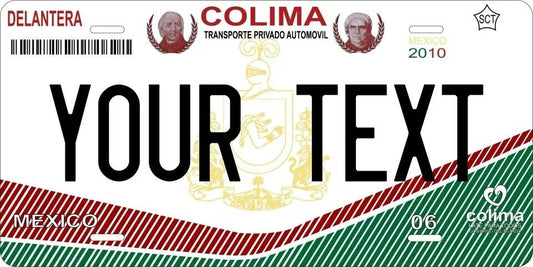 Colima 2010 Custom State License Plate Personalized 12"x6" Size