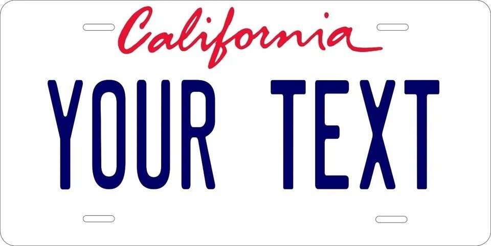 California White Custom State License Plate Personalized 12"x6" Size