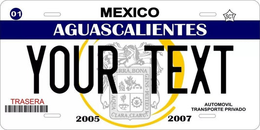 Aquascalientes 2005 Custom State License Plate Personalized 12"x6" Size