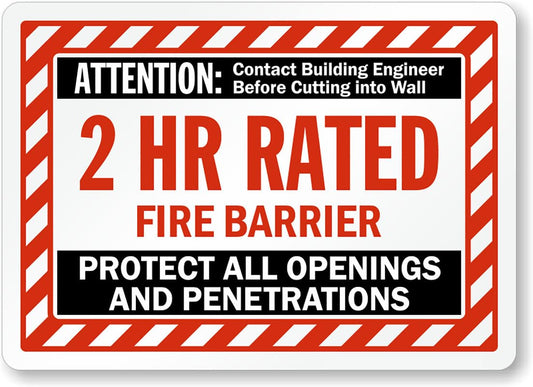 2 Hour Fire Barrier Aluminum Weatherproof  Sign p00011