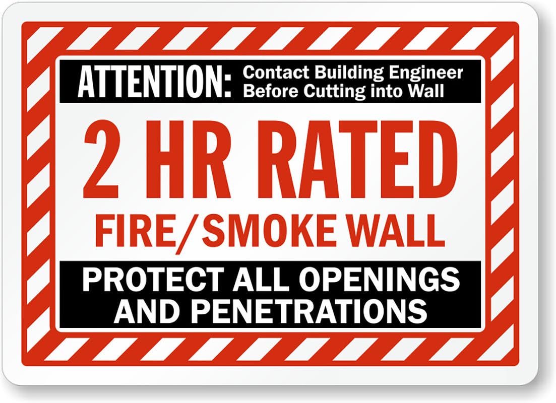 2 Hour Fire Wall Aluminum Weatherproof  Sign p00012