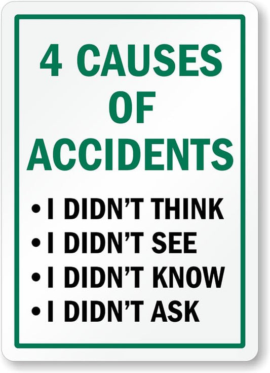 4 Causes Of Accidents Aluminum Weatherproof  Sign p00020