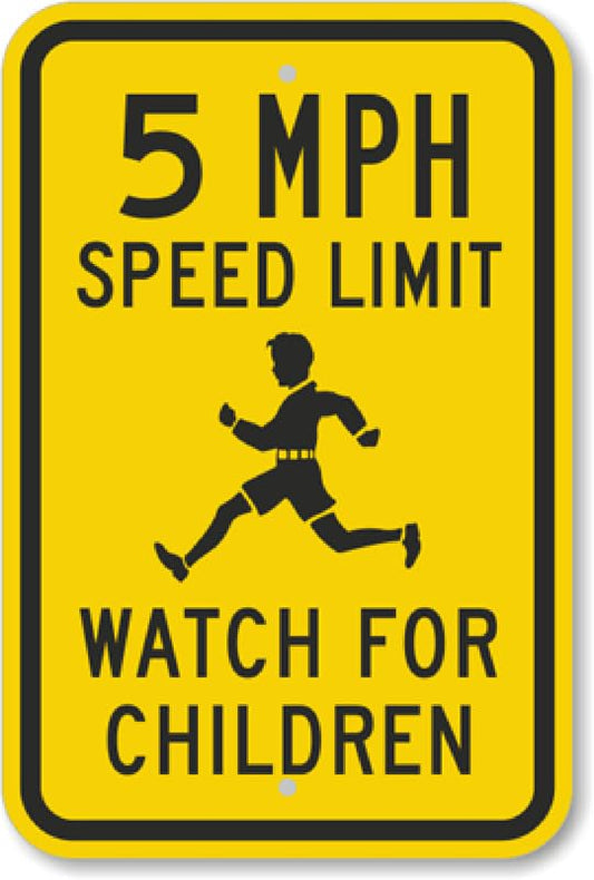 5 Mph Speed Aluminum Weatherproof  Sign p00025