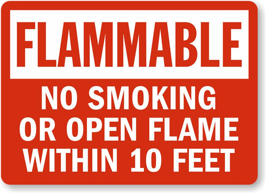 10 Feet Flammable Aluminum Weatherproof  Sign p00034