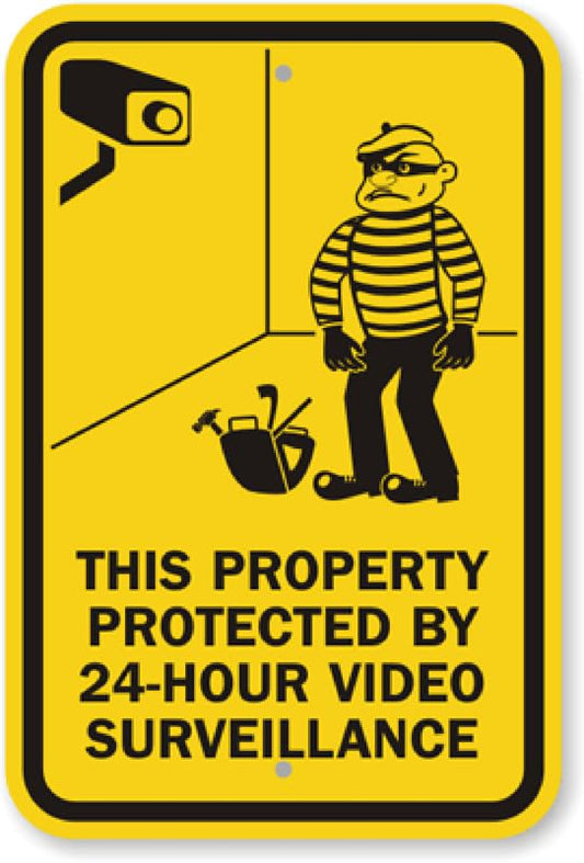 24 Hour Video Surveillance Aluminum Weatherproof  Sign p00077