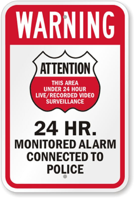24 Hour Video Surveillance Aluminum Weatherproof  Sign p00078