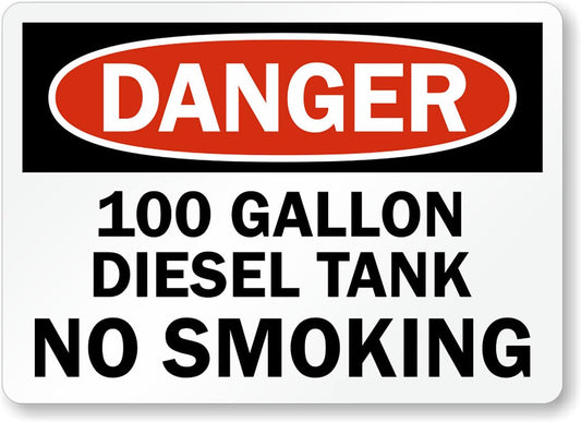 100 Gallon Diesel Aluminum Weatherproof  Sign p00103