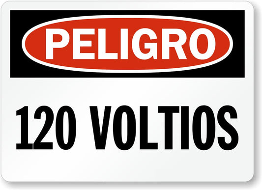 120 Voltios Osha Peligro Aluminum Weatherproof  Sign p00109