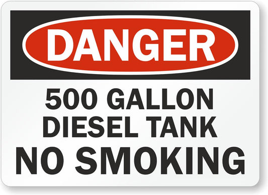 500 Gallon Diesel Aluminum Weatherproof  Sign p00122
