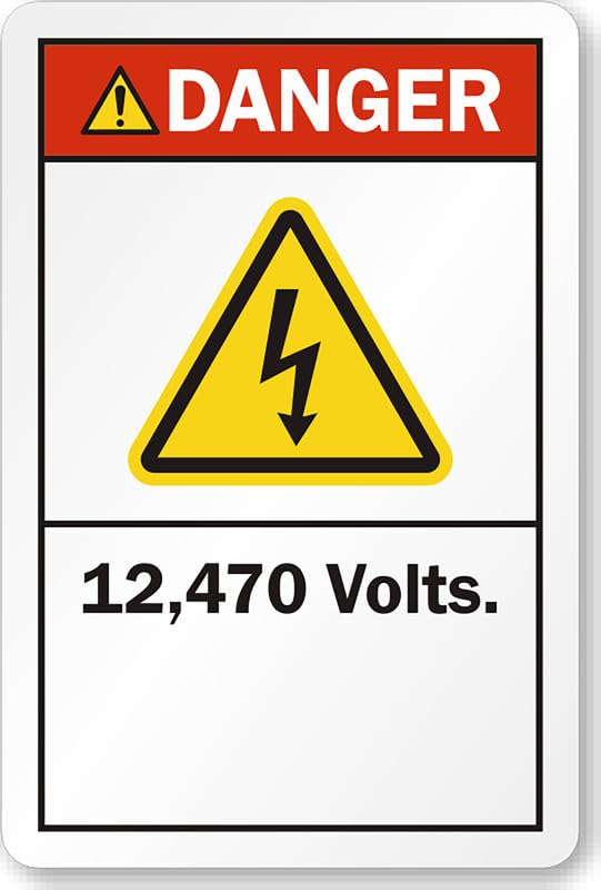 12470 Volts Danger Aluminum Weatherproof  Sign p00129