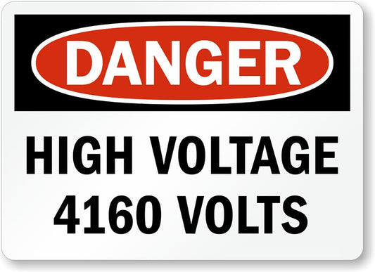 4160 High Voltage Danger Aluminum Weatherproof  Sign p00127