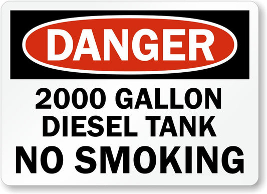 2000 Gallon Diesel Aluminum Weatherproof  Sign p00126