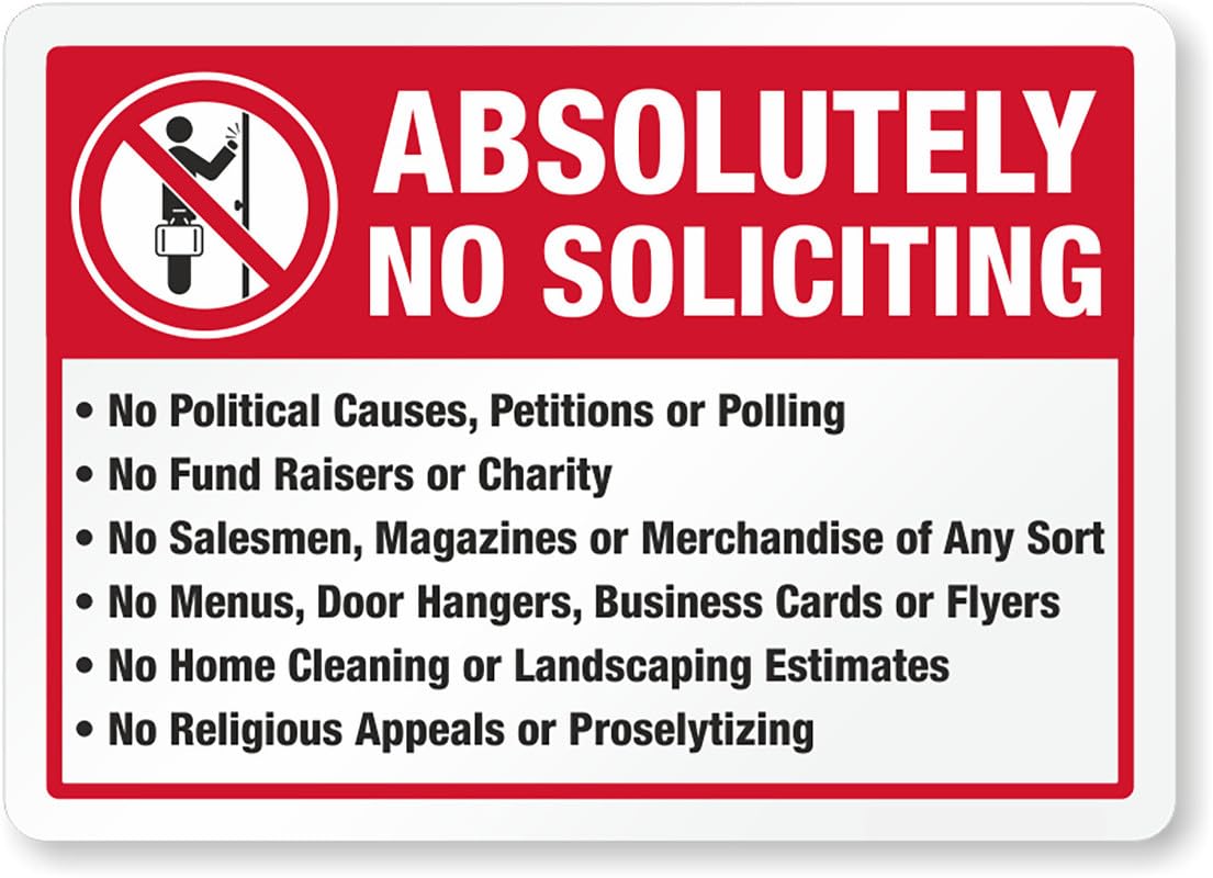 Absolutely No Soliciting Aluminum Weatherproof  Sign p00146