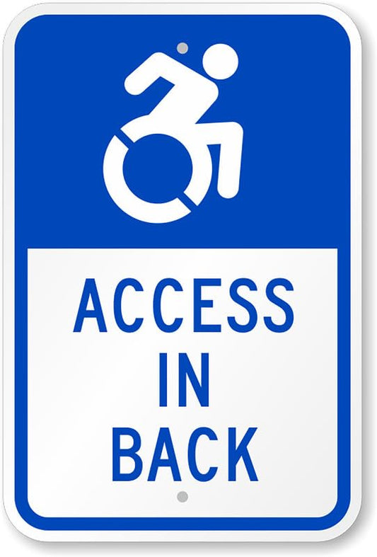 Access In Back Aluminum Weatherproof  Sign p00171