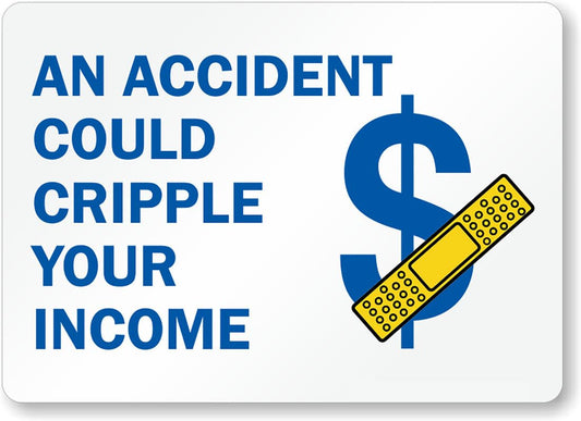 Accident Cripple Income Safety Aluminum Weatherproof  Sign p00179