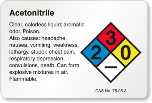 Acetonitrile Nfpa Chemical Aluminum Weatherproof  Sign p00189