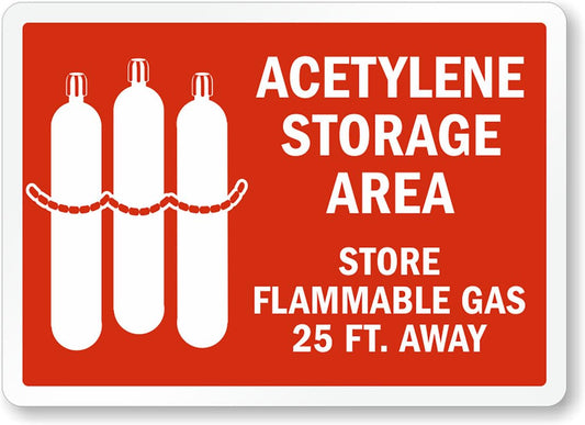 Acetylene Storage Area Store Aluminum Weatherproof  Sign p00196