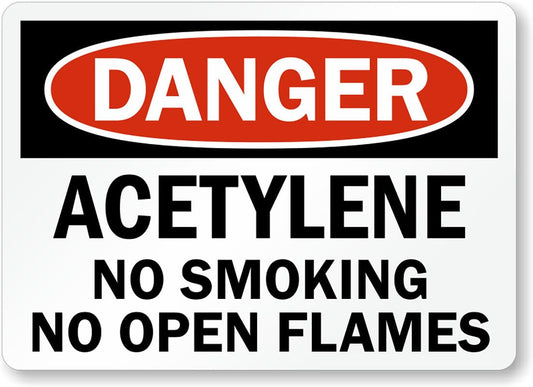 Acetylene No Smoking Danger Aluminum Weatherproof  Sign p00194