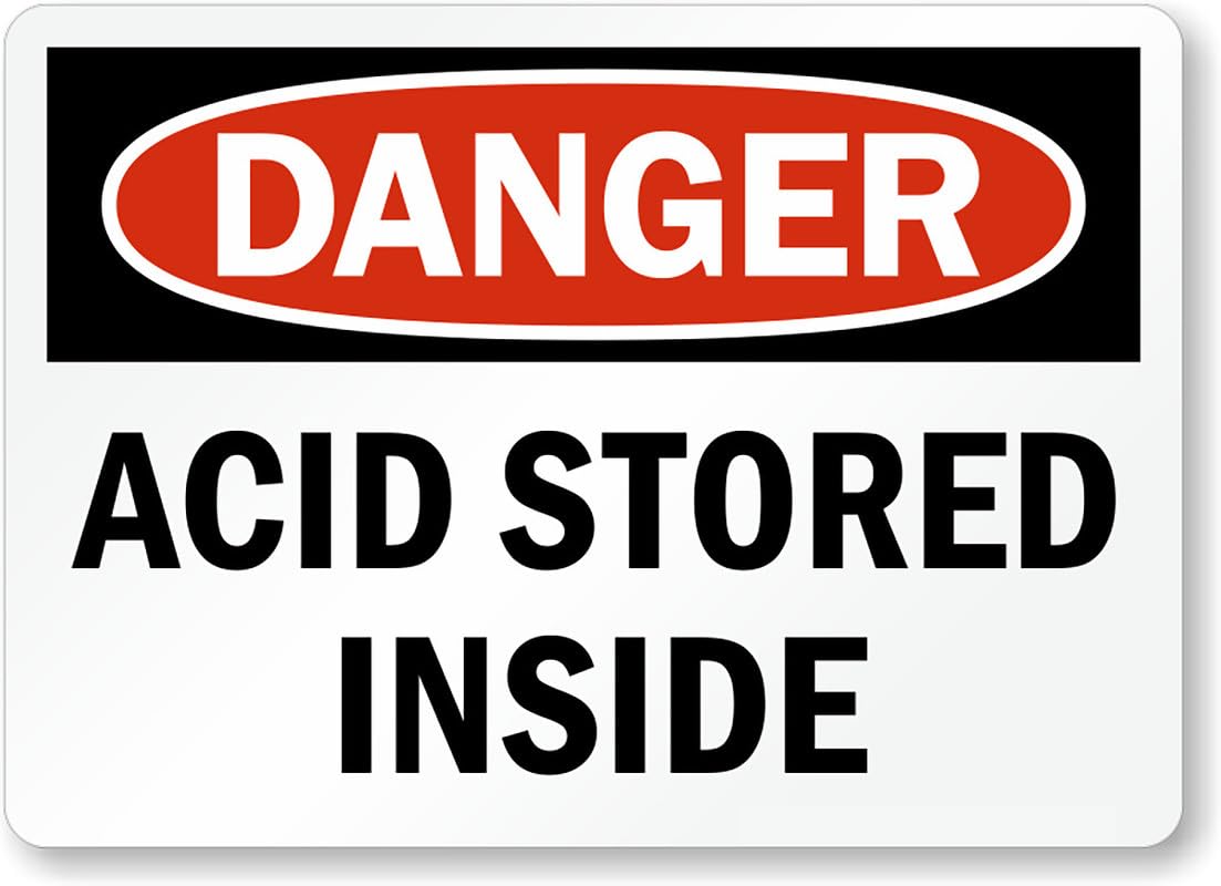Acid Storage Inside Danger Aluminum Weatherproof  Sign p00211
