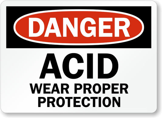 Acid Wear Protection Danger Aluminum Weatherproof  Sign p00216