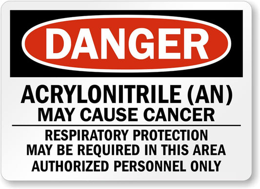 Acrylonitrile May Cause Cancer Danger Aluminum Weatherproof  Sign p00217