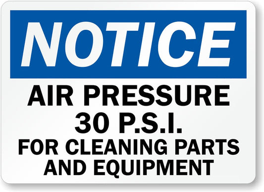 Air Pressure Equipment Notice Aluminum Weatherproof  Sign p00310