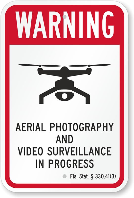 Aerial Photography Video Surveillance Florida Drone Aluminum Weatherproof  Sign p00299