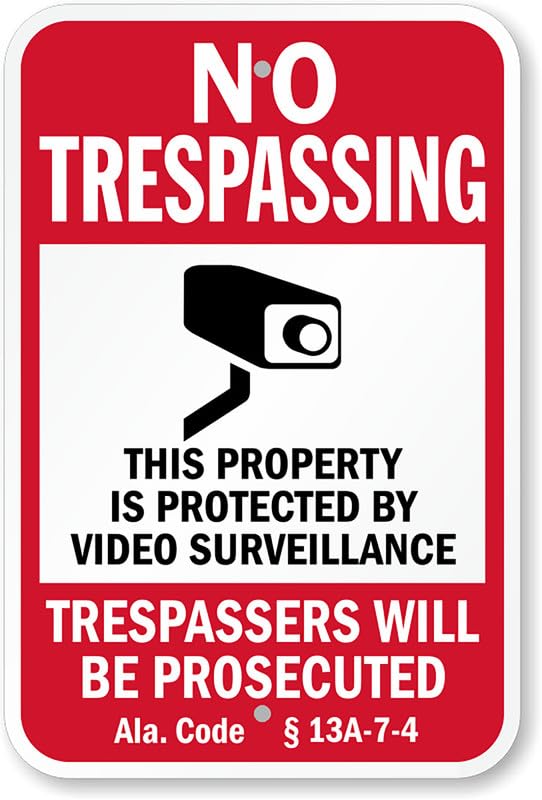 Alabama Video Surveillance Aluminum Weatherproof  Sign p00316